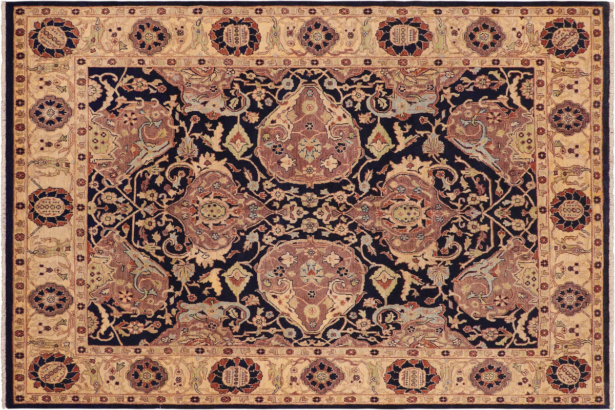 handmade Traditional Kafkaz Blue Tan Hand Knotted RECTANGLE 100% WOOL area rug 8x10