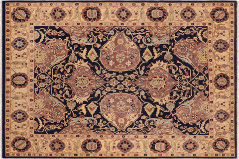 handmade Traditional Kafkaz Blue Tan Hand Knotted RECTANGLE 100% WOOL area rug 8x10