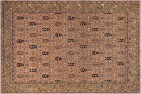 handmade Transitional Kafkaz Tan Lt. Green Hand Knotted RECTANGLE 100% WOOL area rug 8' x 10'