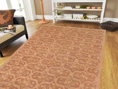 handmade Transitional Kafkaz Brown Tan Hand Knotted RECTANGLE 100% WOOL area rug 8X10