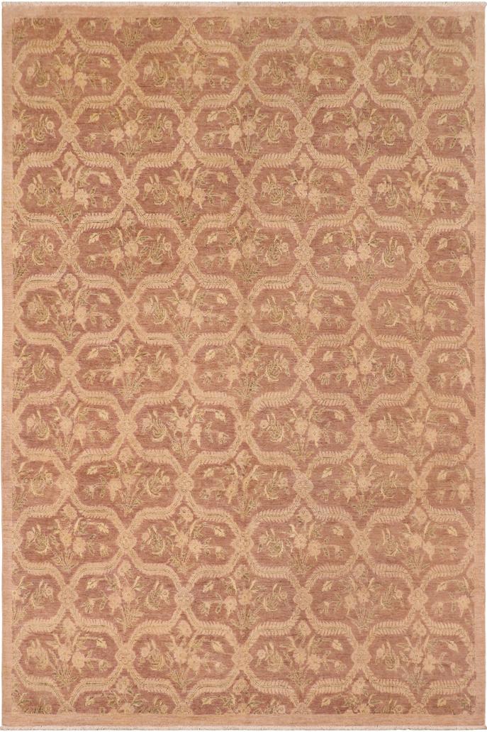 handmade Transitional Kafkaz Brown Tan Hand Knotted RECTANGLE 100% WOOL area rug 8X10