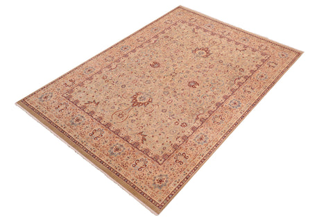 handmade Traditional Kashan Taupe Tan Hand Knotted RECTANGLE 100% WOOL area rug 8 x 10