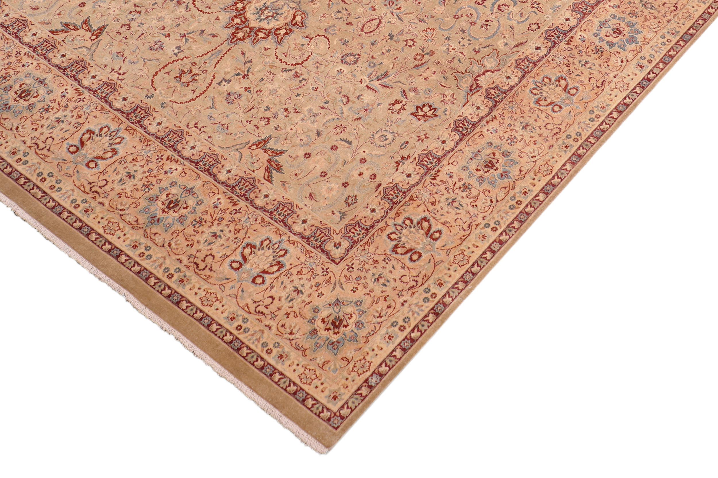 handmade Traditional Kashan Taupe Tan Hand Knotted RECTANGLE 100% WOOL area rug 8 x 10