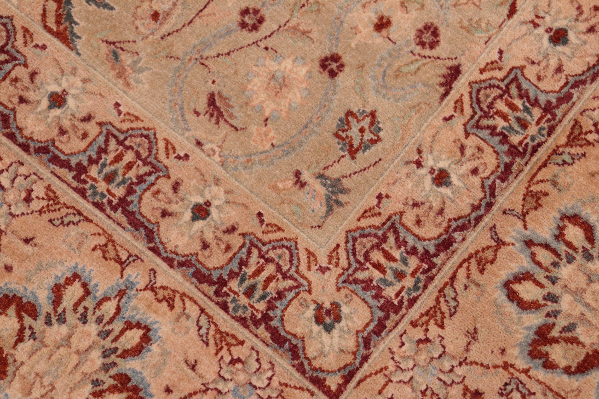 handmade Traditional Kashan Taupe Tan Hand Knotted RECTANGLE 100% WOOL area rug 8 x 10
