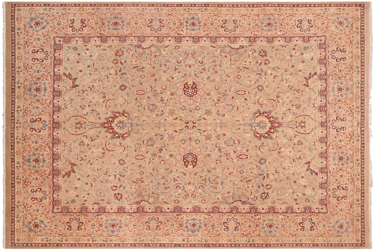 handmade Traditional Kashan Taupe Tan Hand Knotted RECTANGLE 100% WOOL area rug 8 x 10