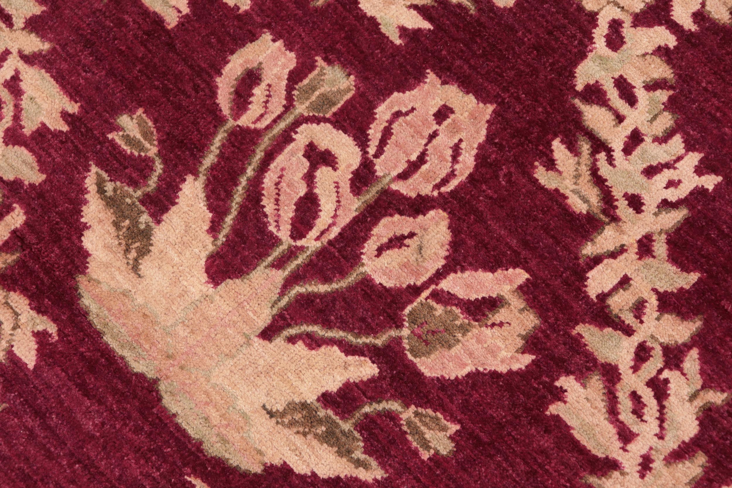 handmade Transitional Kafkaz Magenta Beige Hand Knotted RECTANGLE 100% WOOL area rug 8' x 10'