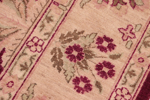 handmade Transitional Kafkaz Magenta Beige Hand Knotted RECTANGLE 100% WOOL area rug 8' x 10'