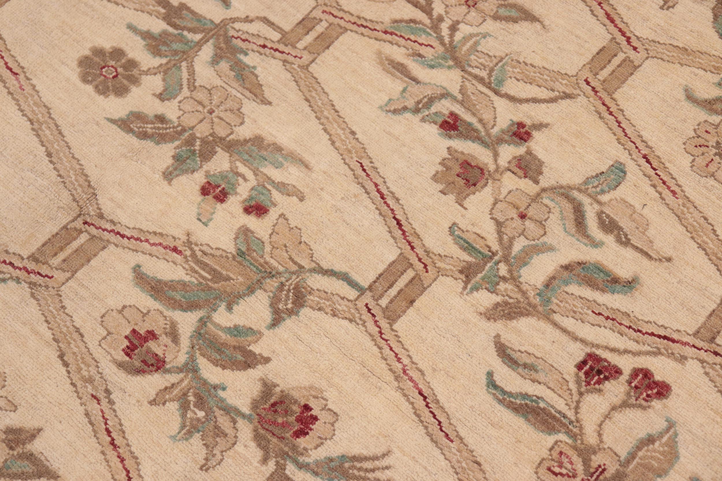 handmade Transitional Kafkaz Beige Wine Red Hand Knotted RECTANGLE 100% WOOL area rug 8' x 10'
