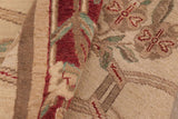 handmade Transitional Kafkaz Beige Wine Red Hand Knotted RECTANGLE 100% WOOL area rug 8 x 10