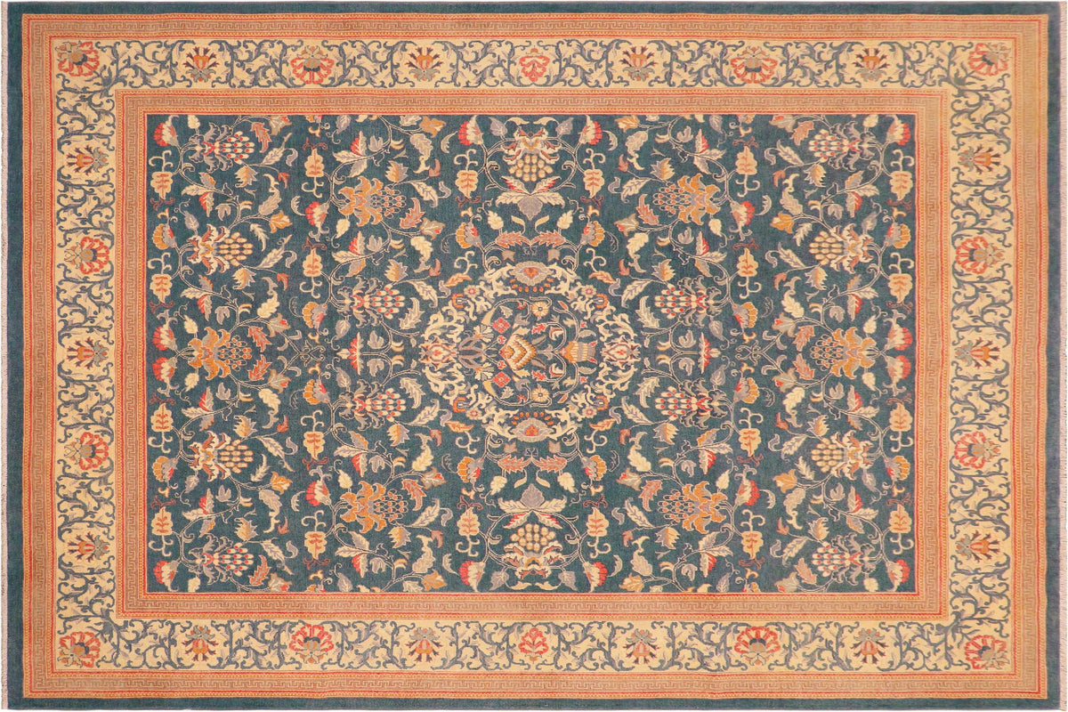 handmade Traditional Kafkaz Green Teal Hand Knotted RECTANGLE 100% WOOL area rug 8x10