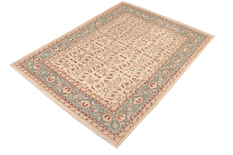 handmade Transitional Kafkaz Beige Green Hand Knotted RECTANGLE 100% WOOL area rug 8' x 10'