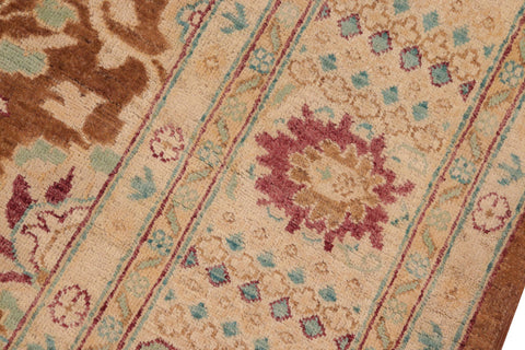 handmade Transitional Kafkaz Brown Beige Hand Knotted RECTANGLE 100% WOOL area rug 8' x 10'