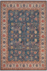 handmade Traditional Design Teal Ivory Hand Knotted RECTANGLE 100% WOOL area rug 8'X10'