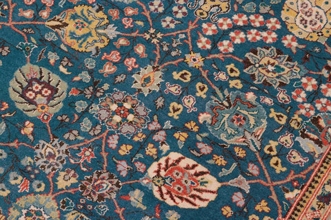 handmade Traditional Design Teal Ivory Hand Knotted RECTANGLE 100% WOOL area rug 8'X10'