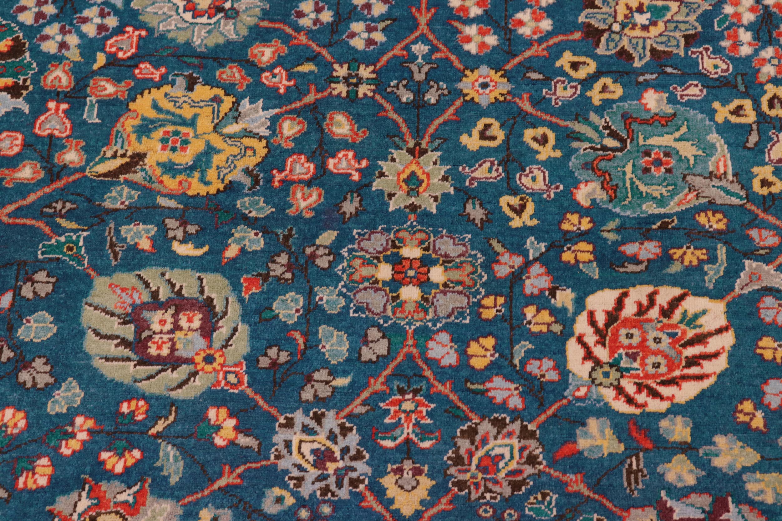 handmade Traditional Design Teal Ivory Hand Knotted RECTANGLE 100% WOOL area rug 8' x 10'