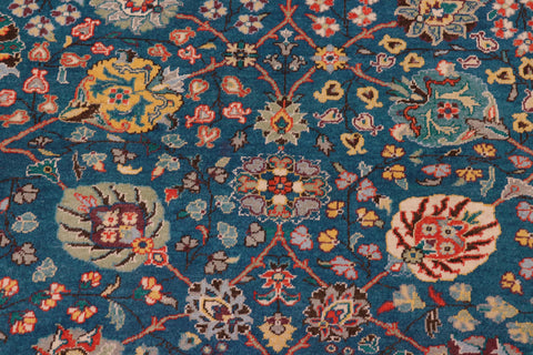 handmade Traditional Design Teal Ivory Hand Knotted RECTANGLE 100% WOOL area rug 8' x 10'