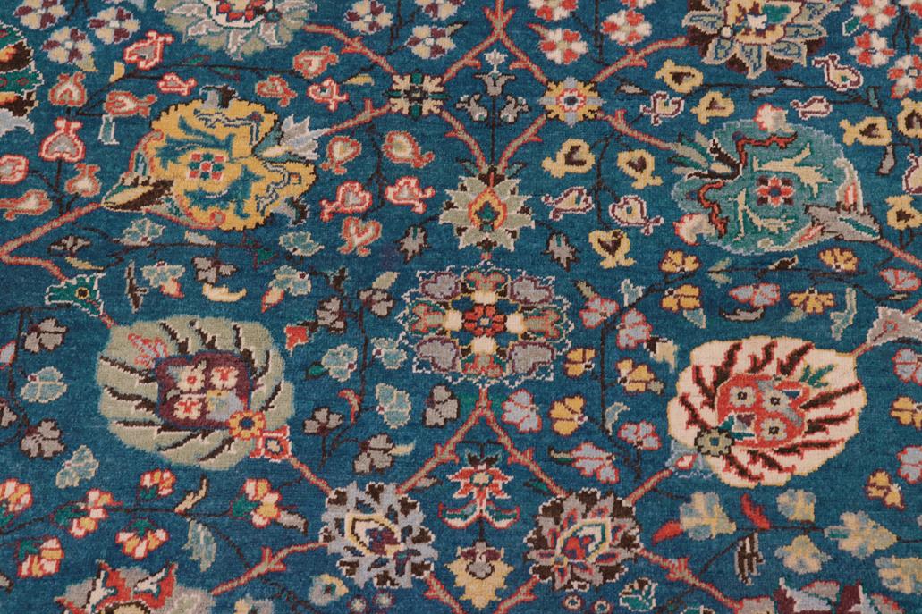 handmade Traditional Design Teal Ivory Hand Knotted RECTANGLE 100% WOOL area rug 8'X10'