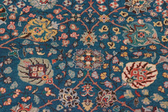 handmade Traditional Design Teal Ivory Hand Knotted RECTANGLE 100% WOOL area rug 8'X10'