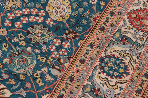 handmade Traditional Design Teal Ivory Hand Knotted RECTANGLE 100% WOOL area rug 8'X10'