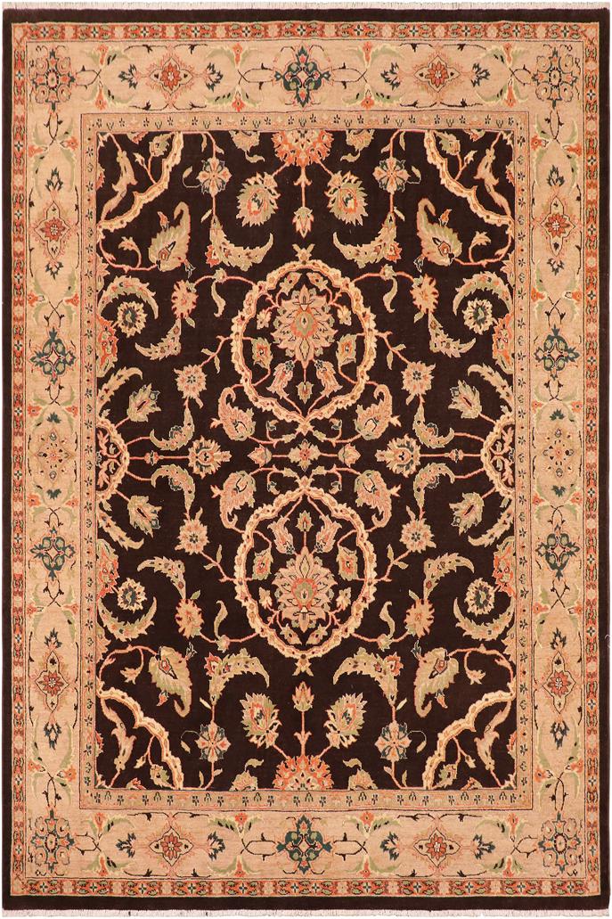 handmade Traditional Kafkaz Brown Tan Hand Knotted RECTANGLE 100% WOOL area rug 8X10