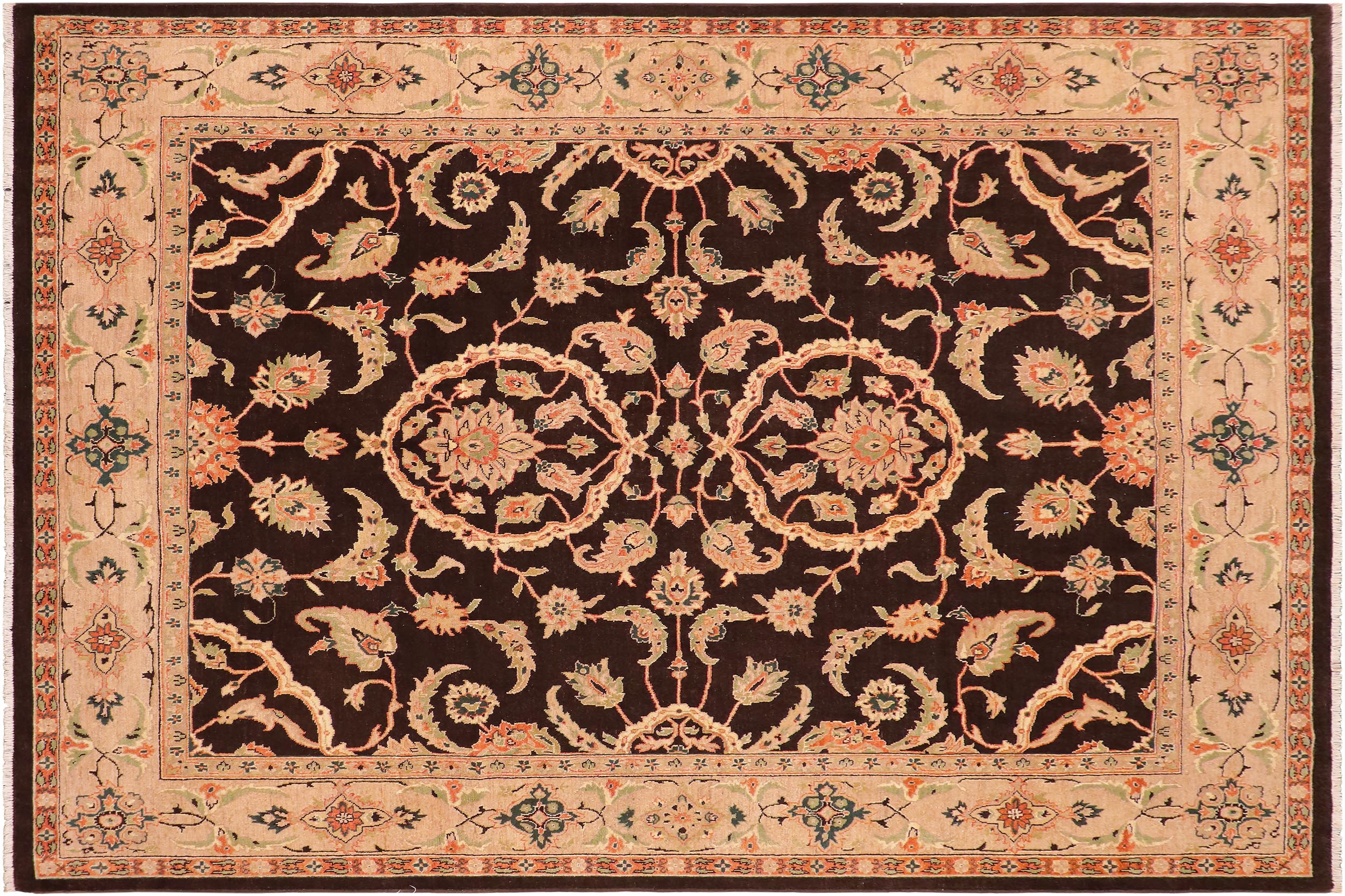 handmade Traditional Kafkaz Brown Tan Hand Knotted RECTANGLE 100% WOOL area rug 8x10