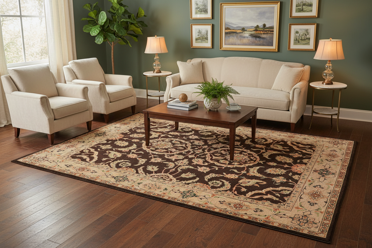 handmade Traditional Kafkaz Brown Tan Hand Knotted RECTANGLE 100% WOOL area rug 8x10