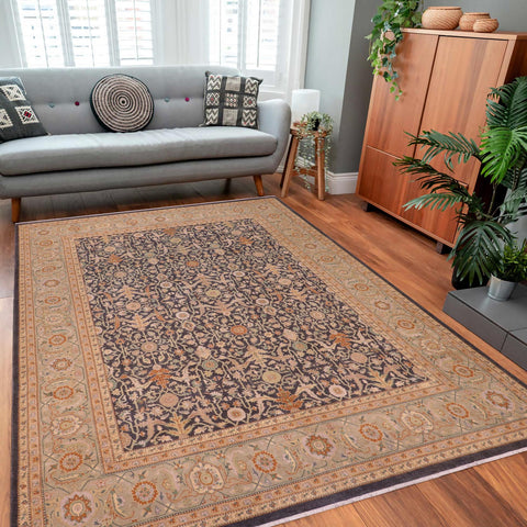 handmade Transitional Kafkaz Charcoal Lt. Gray Hand Knotted RECTANGLE 100% WOOL area rug 8x10