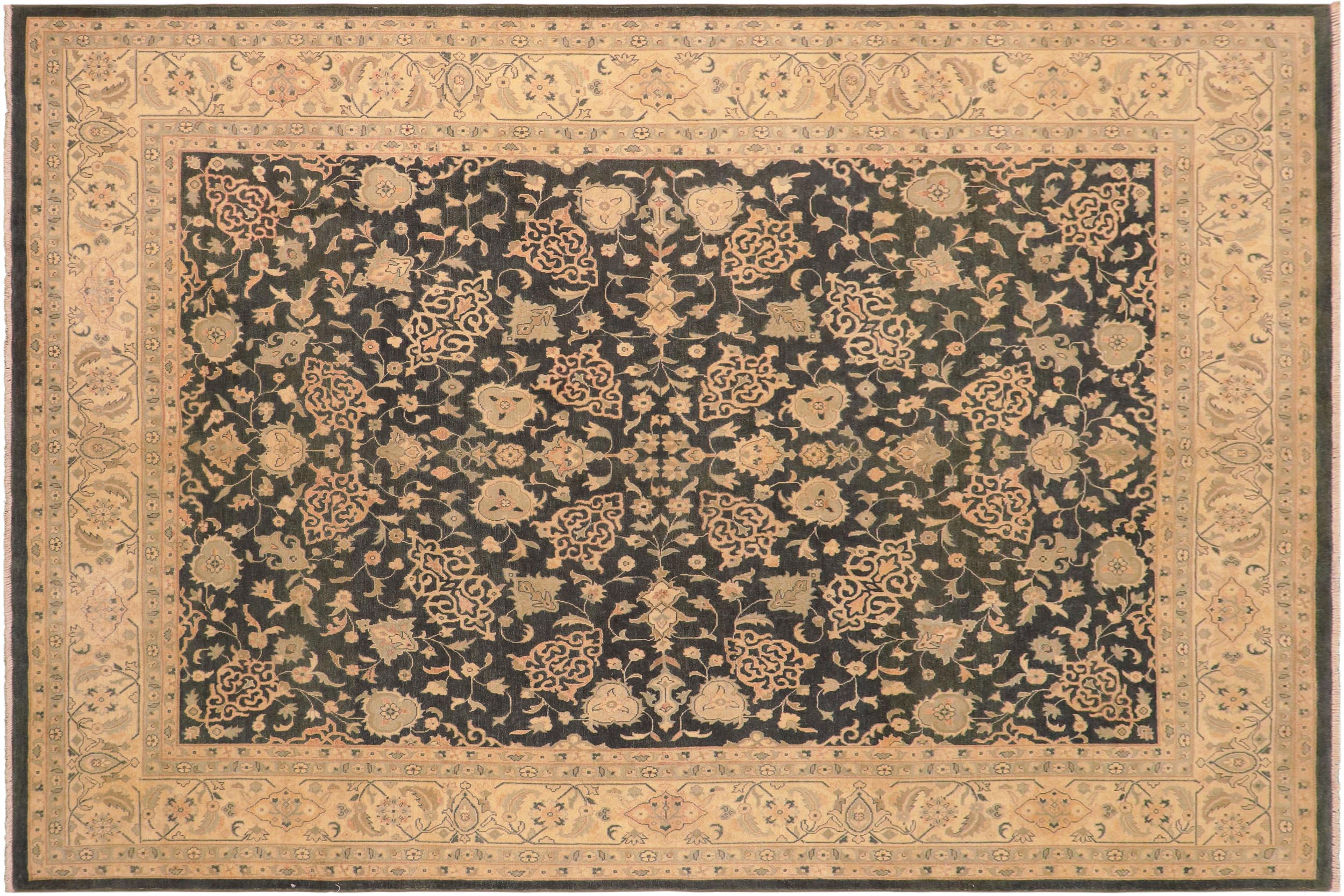 handmade Traditional Kafkaz Charcoal Tan Hand Knotted RECTANGLE 100% WOOL area rug 8x10