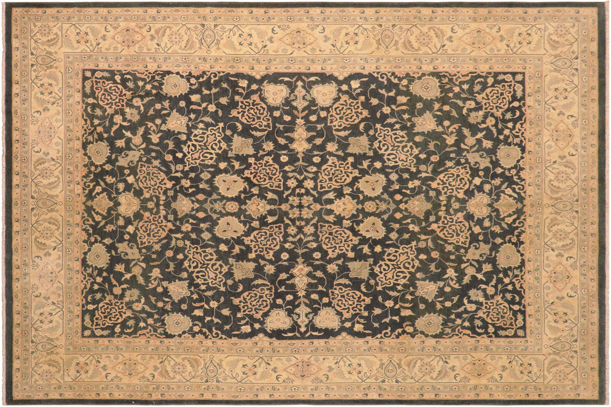 handmade Traditional Kafkaz Charcoal Tan Hand Knotted RECTANGLE 100% WOOL area rug 8x10