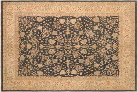 handmade Traditional Kafkaz Charcoal Tan Hand Knotted RECTANGLE 100% WOOL area rug 8x10