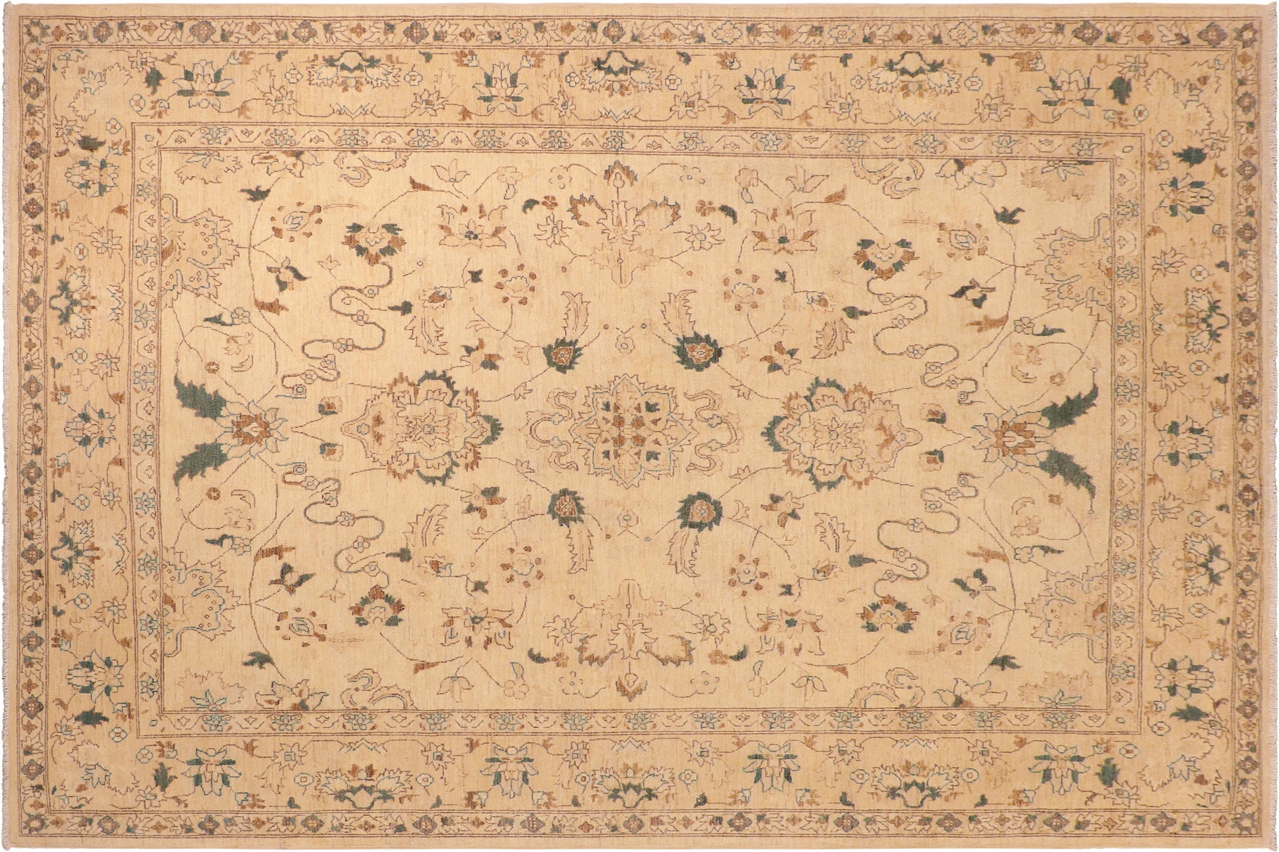 handmade Traditional Kafkaz Tan Green Hand Knotted RECTANGLE 100% WOOL area rug 8x10