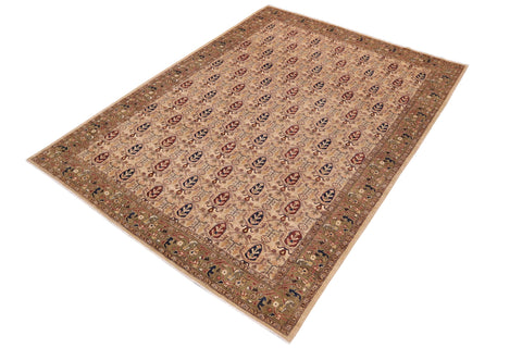 handmade Transitional Kafkaz Tan Green Hand Knotted RECTANGLE 100% WOOL area rug 9' x 12'