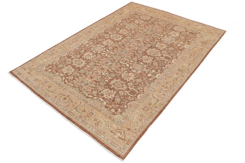 handmade Transitional Kafkaz Lt. Brown Gold Hand Knotted RECTANGLE 100% WOOL area rug 9' x 12'