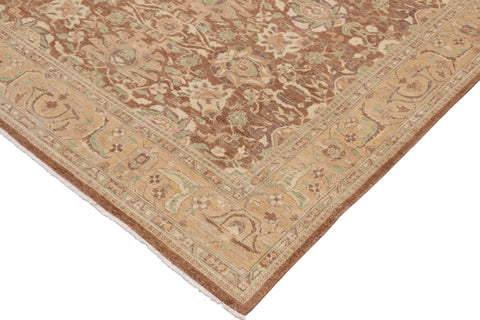 handmade Transitional Kafkaz Lt. Brown Gold Hand Knotted RECTANGLE 100% WOOL area rug 9' x 12'