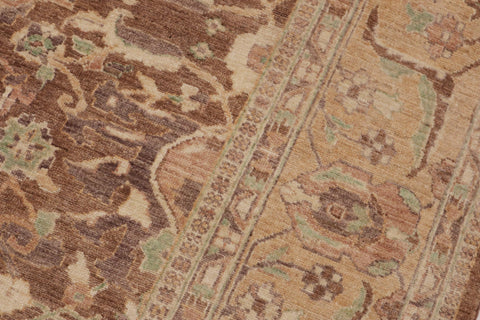 handmade Transitional Kafkaz Lt. Brown Gold Hand Knotted RECTANGLE 100% WOOL area rug 9' x 12'