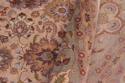 handmade Transitional Mehal Tan Lt. Green Hand Knotted RECTANGLE 100% WOOL area rug 9x12