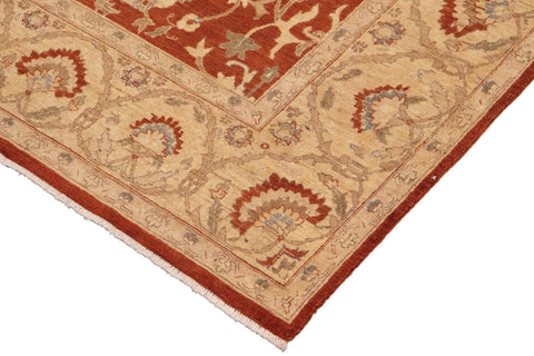 handmade Traditional Kafkaz Rust Beige Hand Knotted RECTANGLE 100% WOOL area rug 9x13