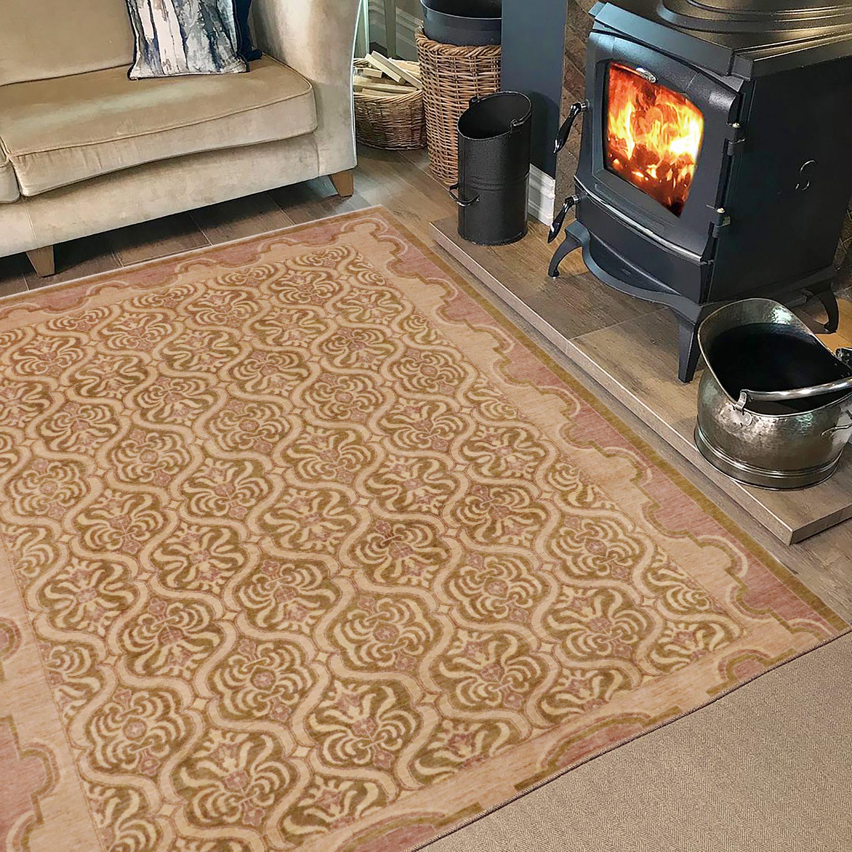 handmade Transitional Kafkaz Lt. Green Tan Hand Knotted RECTANGLE 100% WOOL area rug 9' x 12'