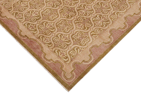 handmade Transitional Kafkaz Lt. Green Tan Hand Knotted RECTANGLE 100% WOOL area rug 9' x 12'