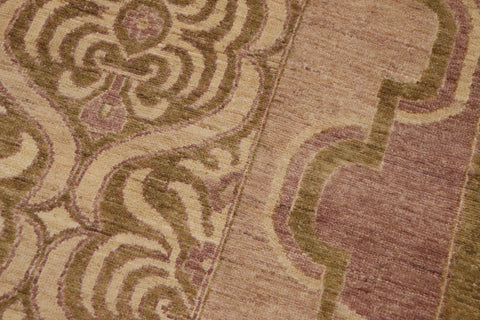 handmade Transitional Kafkaz Lt. Green Tan Hand Knotted RECTANGLE 100% WOOL area rug 9' x 12'