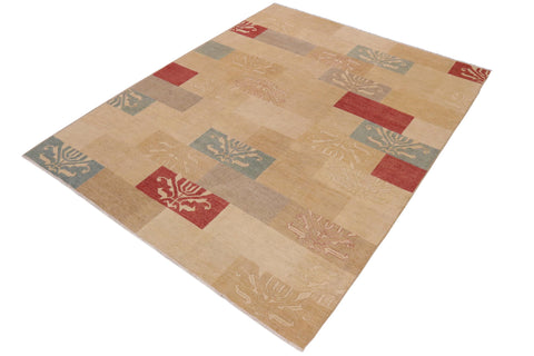 handmade Modern Kafkaz Tan Beige Hand Knotted RECTANGLE 100% WOOL area rug 9' x 12'