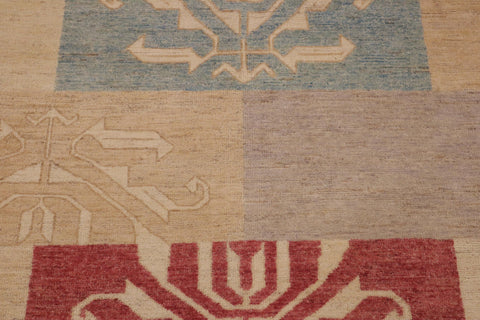 handmade Modern Kafkaz Tan Beige Hand Knotted RECTANGLE 100% WOOL area rug 9' x 12'