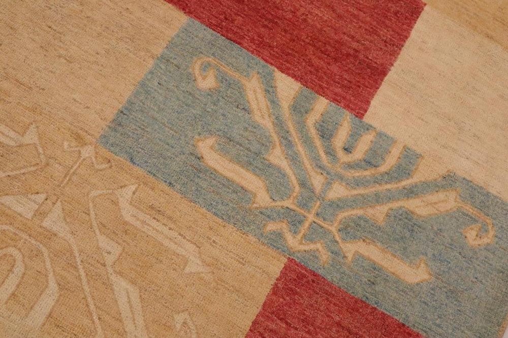 handmade Modern Kafkaz Tan Beige Hand Knotted RECTANGLE 100% WOOL area rug 9 X12 