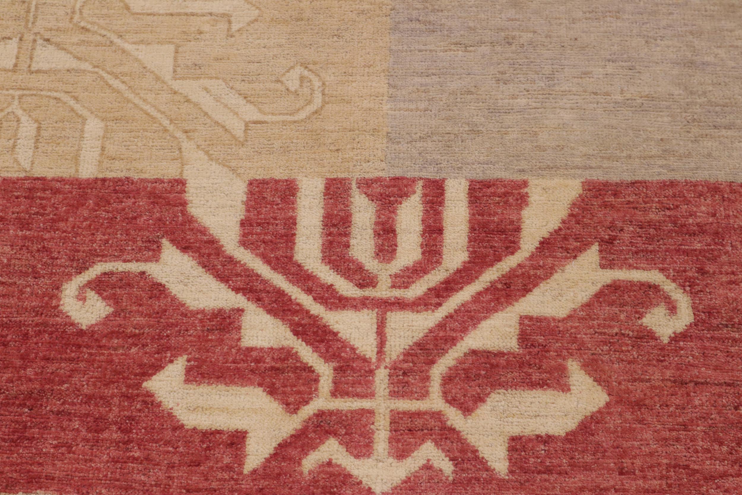 handmade Modern Kafkaz Tan Beige Hand Knotted RECTANGLE 100% WOOL area rug 9' x 12'