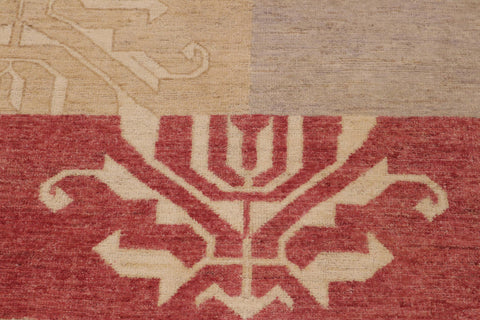 handmade Modern Kafkaz Tan Beige Hand Knotted RECTANGLE 100% WOOL area rug 9' x 12'