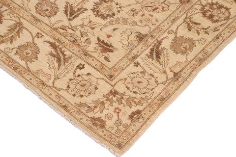 handmade Transitional Kafkaz Beige Lt. Blue Hand Knotted RECTANGLE 100% WOOL area rug 9' x 12'