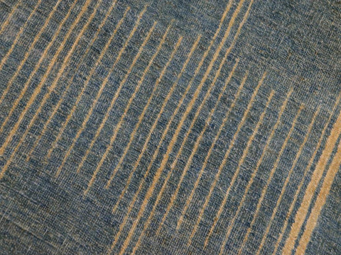 handmade Geometric Antique Blue Gold Hand Knotted RECTANGLE 100% WOOL area rug 9x11