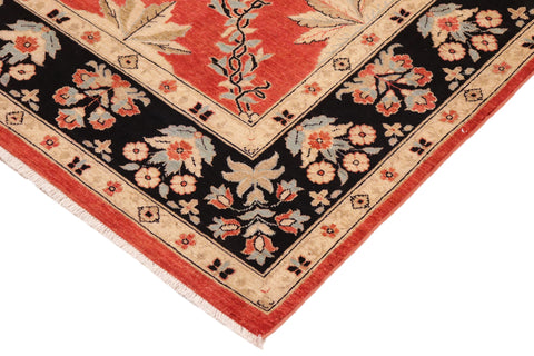 handmade Transitional Kafkaz Red Black Hand Knotted RECTANGLE 100% WOOL area rug 9' x 12'