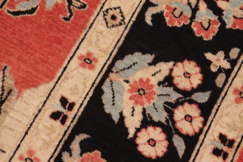 handmade Transitional Kafkaz Red Black Hand Knotted RECTANGLE 100% WOOL area rug 9' x 12'
