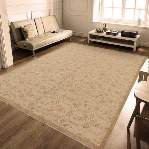 handmade Modern Kafkaz Tan Lt. Brown Hand Knotted RECTANGLE 100% WOOL area rug 9' x 12'